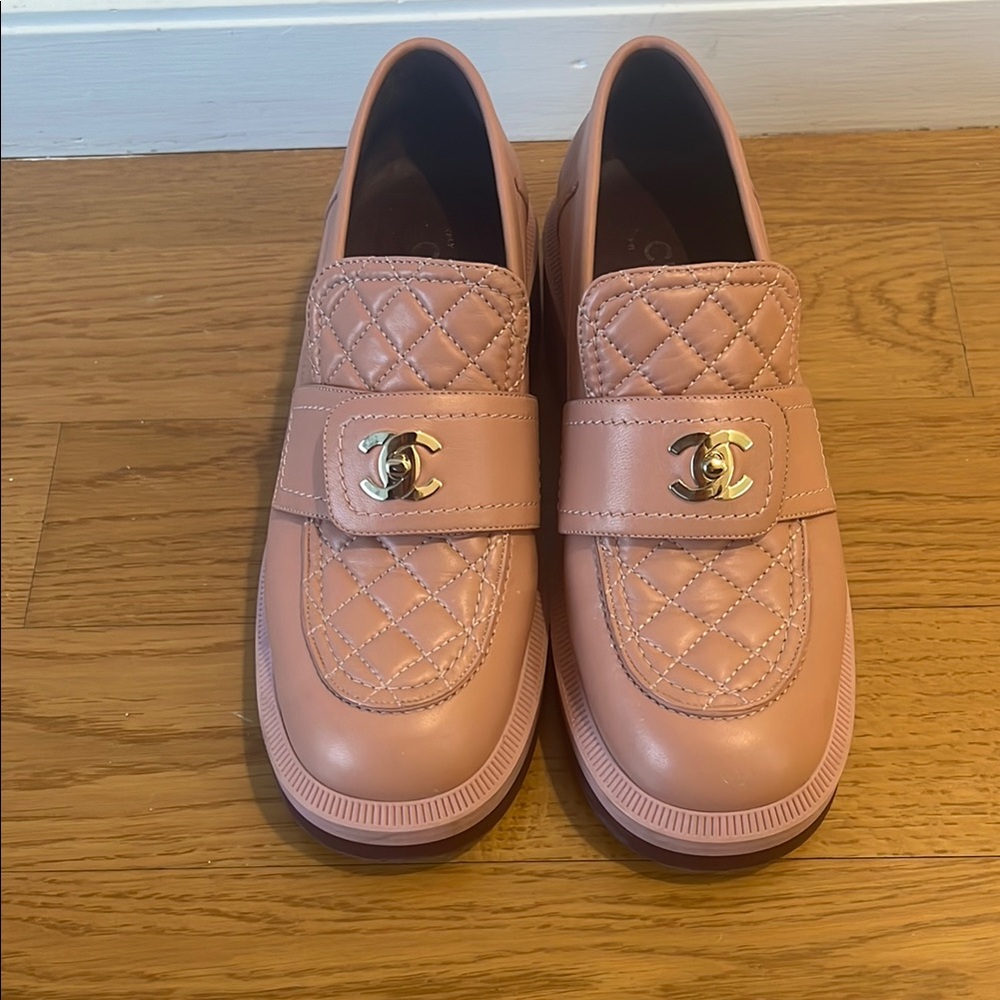 Chanel Pink Quilted Loafers - Size 39